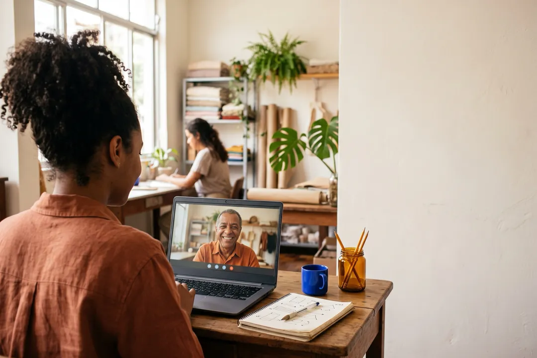 Reunião online com um cliente